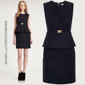 Diane Von Furstenberg Blue Dress with Gold Buckle